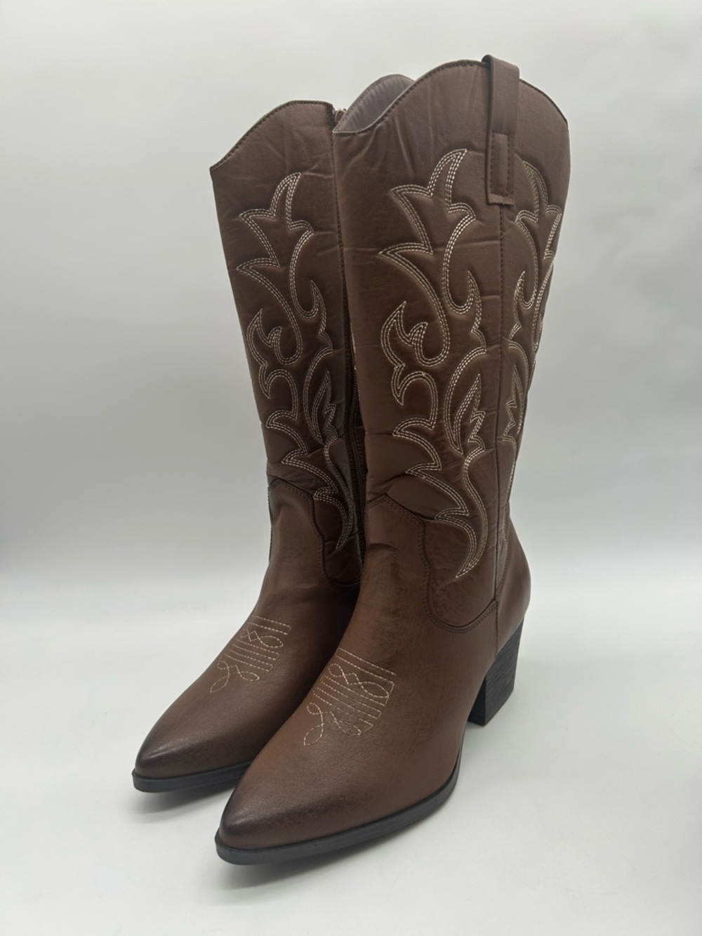 POP Barry Brown Western Tall Boots Embroidered Side Zip Cowboy Boots Women’s 9 - Picture 5 of 13